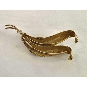 Vintage Wells 14k Gold Filled Feather Pin Mid Century Modern